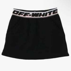 OFF-WHITE | NEW Kid’s Fleece Black Skirt with Pink White Waistband Girls Size 6